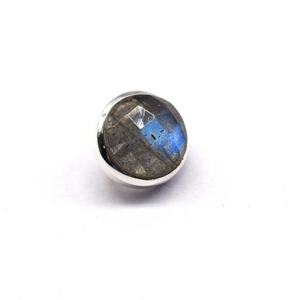 Natural Blue <b>Fire</b> Labradorite Rose Cut 8mm Round Gemstone 925 Sterling Silver Handmade Pendant - Product Image 1