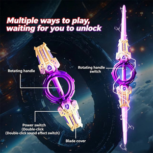 Épée Lumineuse Tournante à Double Lame pour Enfants, Épée Laser Télescopique à Double Tête Lumineuse Rotative, Jouet de Jeu de Rôle - Product Image 2