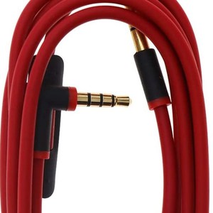 90 degrees male to male 3.5mm Audio AUX Cable with microphone Lead for Monster Beats Studio Solo HD Pro - red - Product Image 1