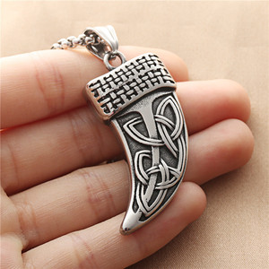 Yunnique – collier avec pendentif en forme de dents de tigre, en acier inoxydable, rétro, forme d'animal, design géométrique, pour hommes, 190203 - Product Image 3