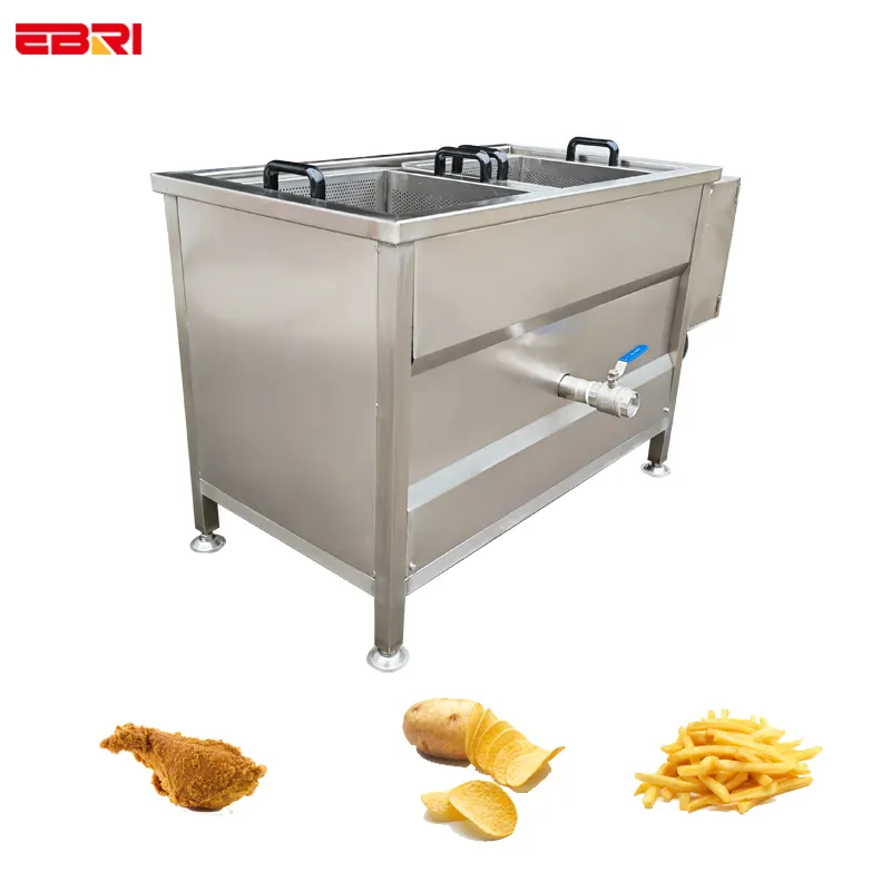Yarı otomatik 304 malzeme patates cipsi haşlama makinesi patates kızartması ön pişirme Blanching sepetleri makinesi