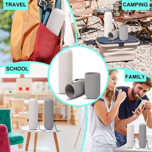 Gobelet pour bain de bouche, étui de protection portable pour dentifrice et brosse à dents, boîte de rangement pour voyage et camping, écologique, en plastique en deux parties - Product Image 5