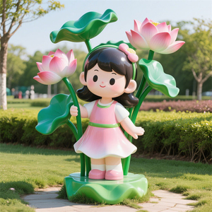 D542 Sculpture Fantaisie Mignonne en Fibre de Verre Taille Réelle Fille Lune Étoilée pour Parc d'Attractions, Coin Photo et Décoration de Jardin pour Enfants - Product Image 2