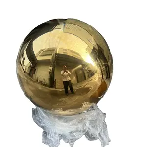 Gold Color Electroplating Finish Stainless Steel Sphere Elegant Garden or Hotel Archaic Ornament