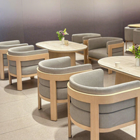 Ensemble table basse et chaises de loisirs pour hôtel, en bois, style commercial minimaliste moderne, pour hall d'entrée, espaces publics, maison d'hôtes, centre de loisirs