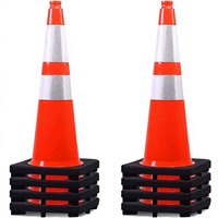BESEA Lot de 8 cônes de signalisation réfléchissants orange de 28 pouces avec base lestée |   Matériel robuste pour les parkings, la construction, les travaux routiers et la circulation