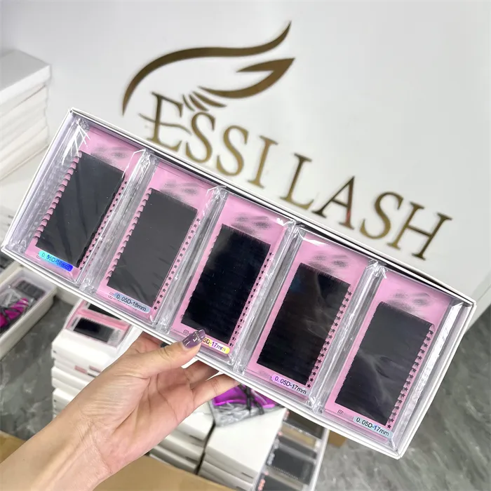 ESSI LASH Plateau à cils noir mat Boîte à cils personnalisée de marque privée Extension de cils en gros Volume de vison fait à la main