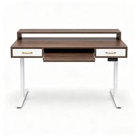 Bureau debout électrique pliable en bois à hauteur réglable avec tiroirs, poste de travail motorisé pour ordinateur et rangement, idéal pour le télétravail