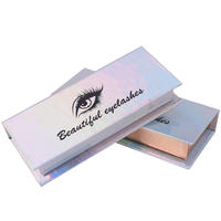 Boîtes d'emballage pour cils rigides, magnétiques, recyclables, avec lamination brillante, en papier blanc et rose