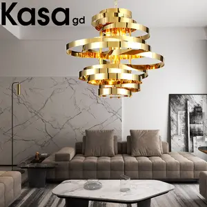 Collezione Magic Golden Spiral Chandelier anelli in metallo dorato lampade da soffitto