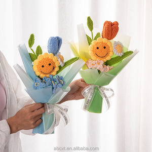 Graduación Temporada Regalo Punto Girasol Cara sonriente Sombrero Ramo Flor eterna - Product Image 1