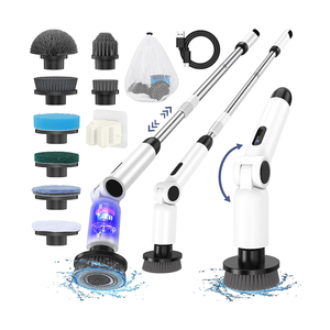 Electric Spin Telescopic pole Full-Body Waterproof Bathroom Scrubber Cleaning Adjustable brush head angle Brush Tool Set - Product Image 1
