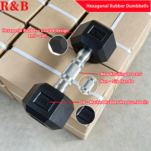 Sechskant-Hanteln mit Gummibeschichtung, LBS-Gewicht, Massives Gusseisen-Hex-Hantelset für Männer und Frauen, Heimfitness, Gewichtheben-Training - Product Image 1
