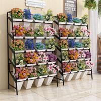 Support de présentation floral multi-niveaux en fer et plastique d'occasion, étagère de fleuriste, support de conditionnement et de culture des fleurs, support de mariage, écologique