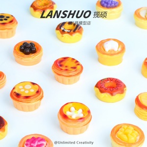 Lanshuo <b>Mini</b> Resin Egg Tarts 1:12 <b>Scale</b> Dollhouse Food Toy Set For Playhouse DIY Accessories - Product Image 2