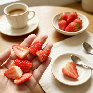 Half Cut Mini <b>Strawberry</b> Model PVC Artificial Fake <b>Strawberry</b> Slices Lifelike Fruit <b>Decor</b> Dessert Display <b>Cake</b> Diy Props - Product Image 1