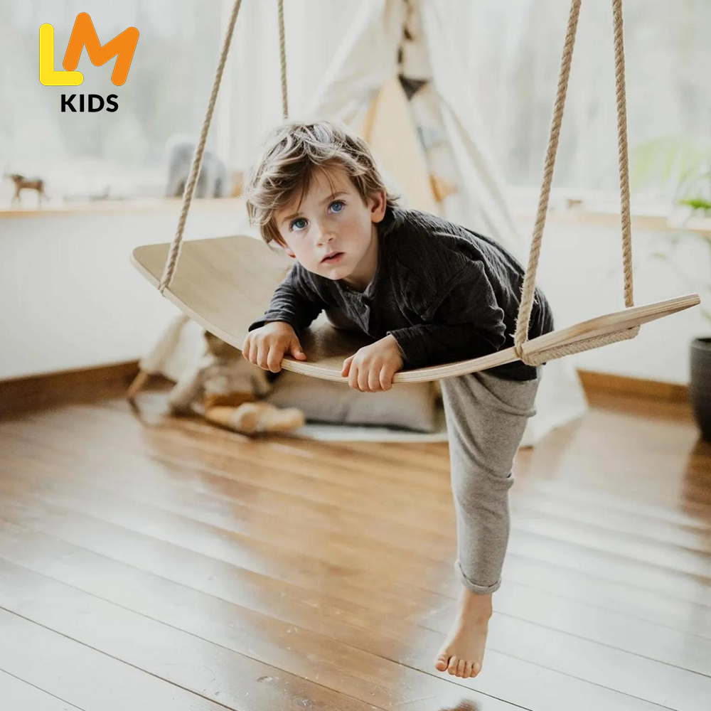 LM KIDS Best Selling 2-in-1 Montessori Toy Indoor Wooden Swing