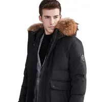 TANBOER-abrigos de plumón de pato personalizado para hombre, plumón de ganso blanco de talla grande con capucha de piel, Invierno