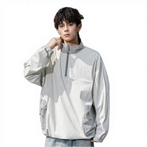 Autumn New Style Stand Collar <strong>Half</strong> Zip Anorak <strong>Jacket</strong> Men's Women's Casual Outdoor Sports Nylon Stretchy Windproof - Product Image 2