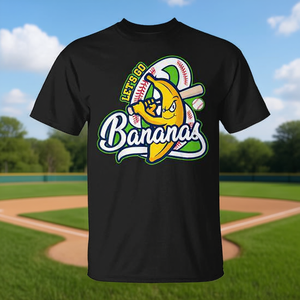 T-shirt graphique Let's Go Bananas pour hommes, femmes et enfants, vêtements d'équipe de baseball - Product Image 3