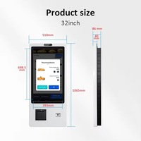 Kiosque de commande en salle, écran 27 pouces, machine de paiement murale, borne de libre-service, borne de commande automatique pour restaurant