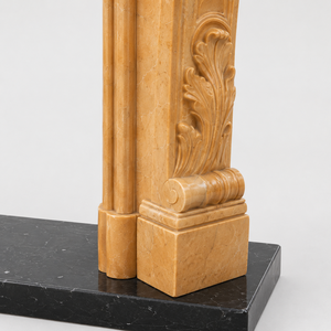 Traditional Marble <b>Fireplace</b> Mantel With Ornate Carving Cloudy Rosa Stone Indoor Wood Burning Hearth For Dining Room - Product Image 5
