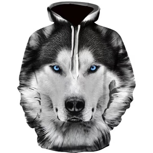 GLUDEAR Men's 3D Printed Wolf Hoodie – Full Zip Sweatshirt With Cherry Blossom White Fox Design, XS-5XL