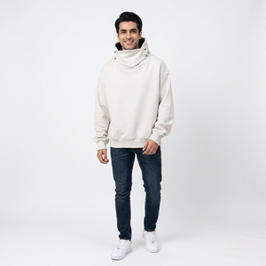 Pull cagoule à capuche pour hommes 100% coton noir blanc gris à capuche personnalisé brodé sérigraphie cagoule Double sweats à capuche - Product Image 1