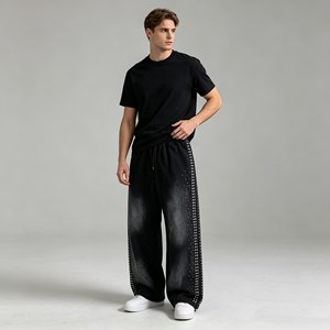 Pantalones Deportivos de Algodón Blanco Personalizados para Hombre, Cintura Elástica con Cordón, Pantalones Casuales Holgados con Estampado de Letras, Otoño - Product Image 2