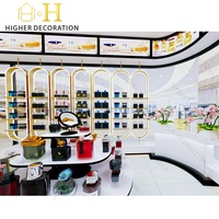 Meubles de boutique de parfums de luxe légers, vitrine à parfums, étagère de présentation en verre trempé, armoire de présentation de parfums