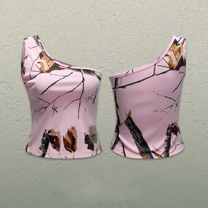 <span class=keywords><strong>Camiseta</strong></span> de Verano con Estampado Digital de Hojas Camufladas, Elegante, Ajustada, sin Mangas, Deportiva, de Una Sola Manga, para Chicas - Product Image 2