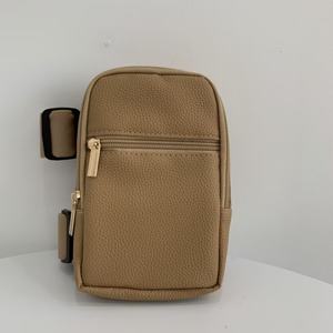 Sac de cuisse en cuir PU motif litchi de 8 pouces, sac de jambe de carnaval avec poche zippée, sac de téléphone personnalisé avec logo, unisexe, doré - Product Image 3