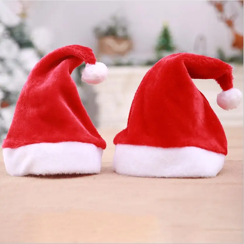 Wholesale Christmas decorations Gifts Short plush Santa hats Adult children Christmas hats