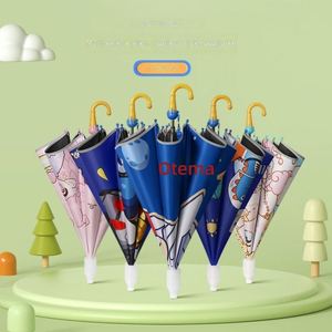 Parapluie droit pour enfants à ouverture automatique avec housse imperméable, double usage pluie et soleil, long manche pour garçons et filles de maternelle et primaire - Product Image 2