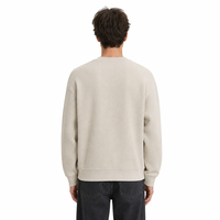 Sweat-shirt Henley en tricot gaufré épais, vente en gros directe d'usine, pull en molleton uni personnalisé pour homme avec boutons-pression