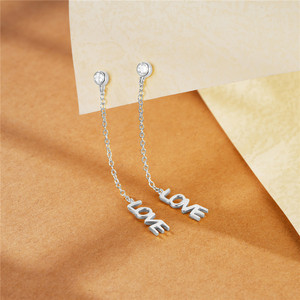 CANNER Bijoux fins pour femmes, pendentif simple en argent sterling S925 avec lettre d'amour, longue chaîne, boucles d'oreilles à pampilles en zircon, cadeaux pour maman et femme - Product Image 3