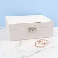 Grande boîte de rangement pour bijoux en cuir PU avec serrure, boîte de rangement multi-compartiments pour femmes, pour bagues, colliers et boucles d'oreilles