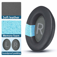 Almohadillas de repuesto de cuero proteico para auriculares Bose QC45 SpaceEarpads con aislamiento de espuma para auriculares