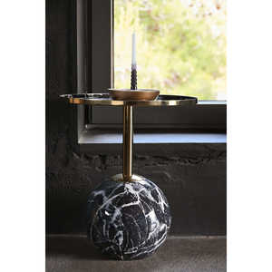 TABLE D'APPROCHE EN FER 41x41x47 EFFET MARBRE NOIR - Product Image 1