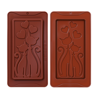 Moules à chocolat en silicone SILIKOLOVE Factory pour la Saint-Valentin, forme de chat, LFGB, platine, antiadhésif, sans BPA