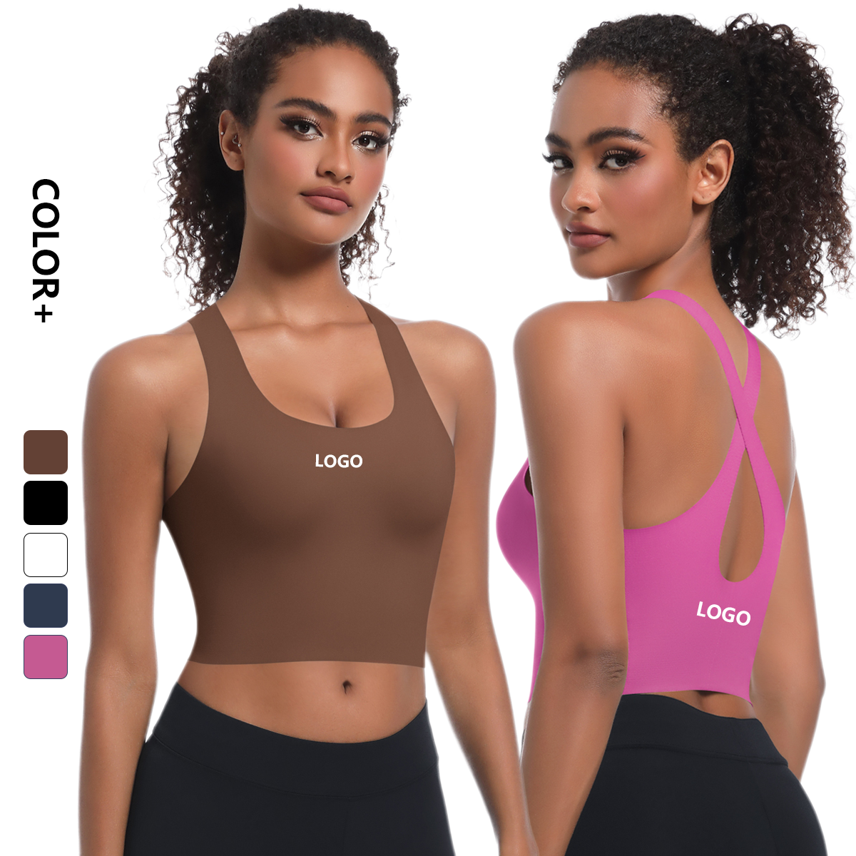 Custom Logo Sports Bra Sexy Gather Yoga Beauty Vest One-piece Fixed Chest Pad Fitness Women's Sports Underwear