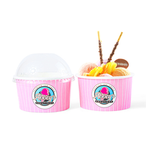 Custom Logo 5oz Double Wall Eco-Friendly Biodegradable <strong>Paper</strong> <strong>Cup</strong> Lids Spoon <strong>Mini</strong> Ice Cream Rolls Dessert Container Customizable - Product Image 4