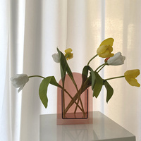 Décoration géométrique moderne Ins Design Home Art avec vase en pierre de fleurs en acrylique transparent pour collocation de salle de séjour à la maison douce