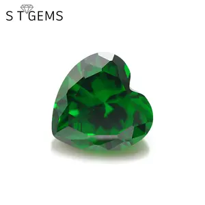Лидер продаж, зеленый кубический цирконий в форме сердца, камень для ювелирных изделий