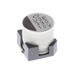 Condensador de Montaje Superficial Original CAP ALUM 330UF 20% 10V SMD UUE1A331MNS1GS 330 uF - Product Image 1