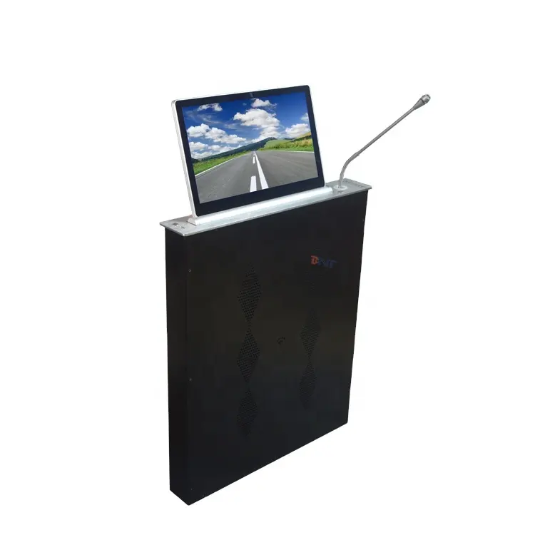 21,5 дюймовый алюминиевый Матовый каркас моторизованный ЖК-монитор с подъемником и микрофоном для конференц-системы