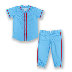 Ensemble de maillots de baseball en polyester personnalisés conception par sublimation vente en gros uniforme de baseball bleu vierge - Product Image 1