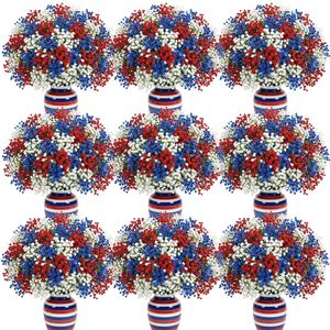 Artificial <b>Eucalyptus</b> Silk Flower Bouquet Red White Blue Patriotic Indoor Decor US Made - Product Image 5