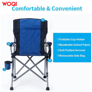Chaise de camping pliable Woqi en aluminium et tissu Oxford bleu foncé avec sac isotherme, chaise de jardin - Product Image 5