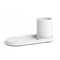 Organisateur de bureau minimaliste en béton industriel, combinaison de plateau de rangement ovale et de porte-stylos pour la décoration de table de bureau, couleur personnalisée